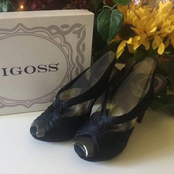 Vigoss Shoes - Vigoss Black Satin 5” High Heel Shoes Size 8M